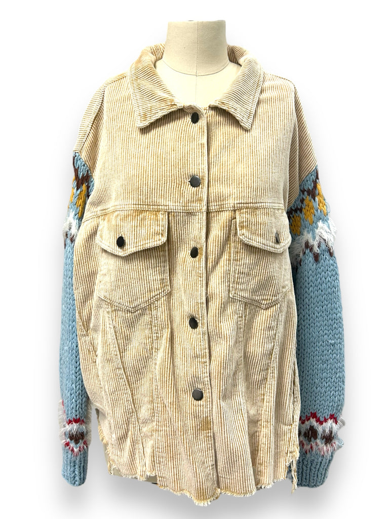 ANTHROPOLOGIE POL NWT! CORDUROY SWEATER SLV SHACKET SIZE LARGE