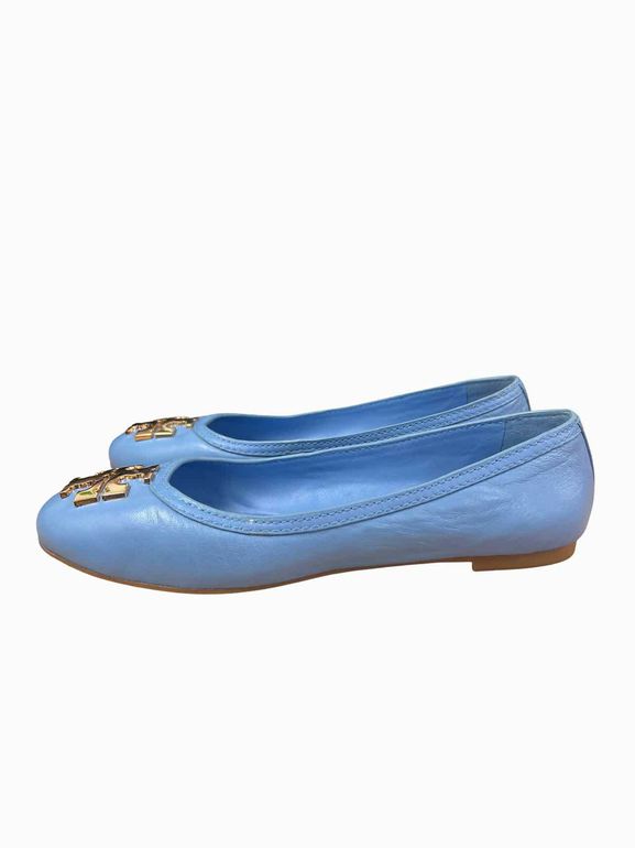 TORY BURCH CLAIRE LEATHER BALLET FLATS SIZE: 7.5