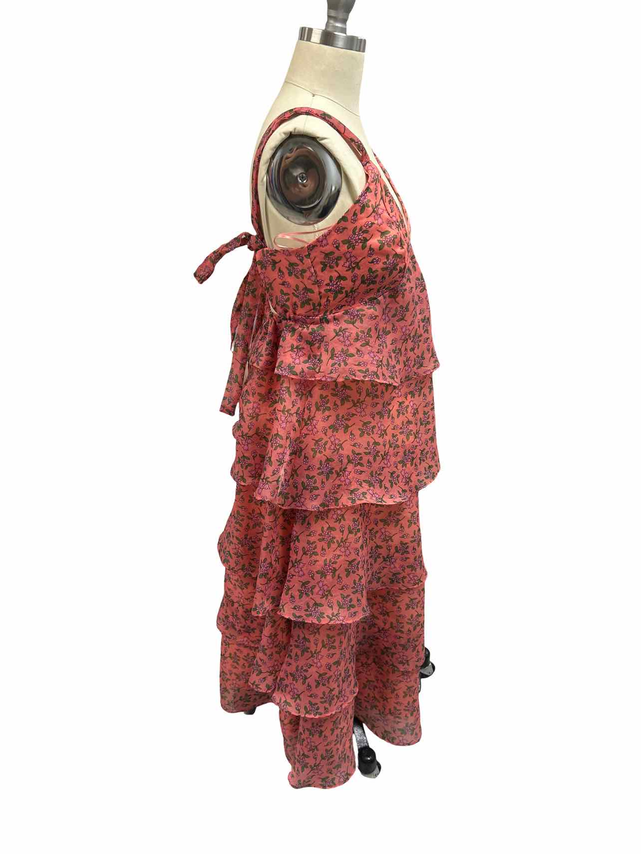 LOST + WANDER FLORAL TIERED VENUS RISING PRINT DRESS SIZE:M