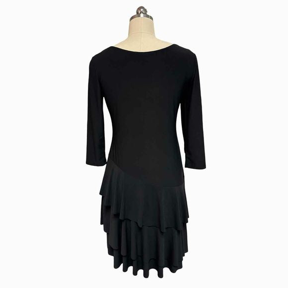 TIANA B SCOOP NECK LAYERED BLACK DRESS SIZE S