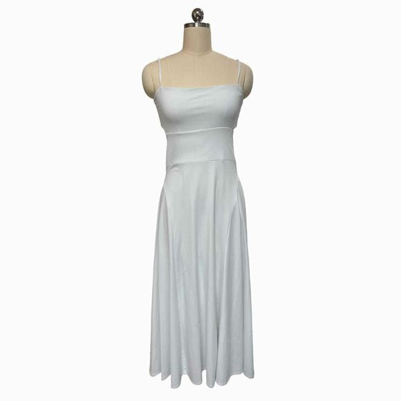 SUSANA MONACO OPEN BACK NYLON HI/LOW WHITE DRESS SIZE M