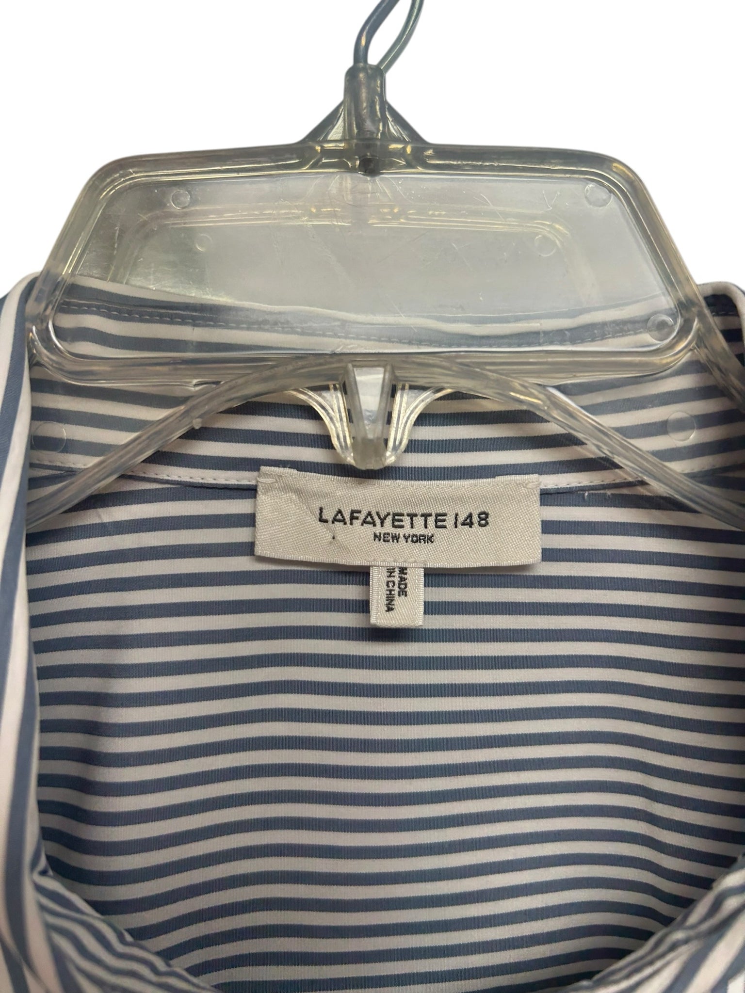 LAFAYETTE 148 RUXTON STRIPED BUTTON FRONT BLUE WHITE TUNIC SHIRT SIZE 2X