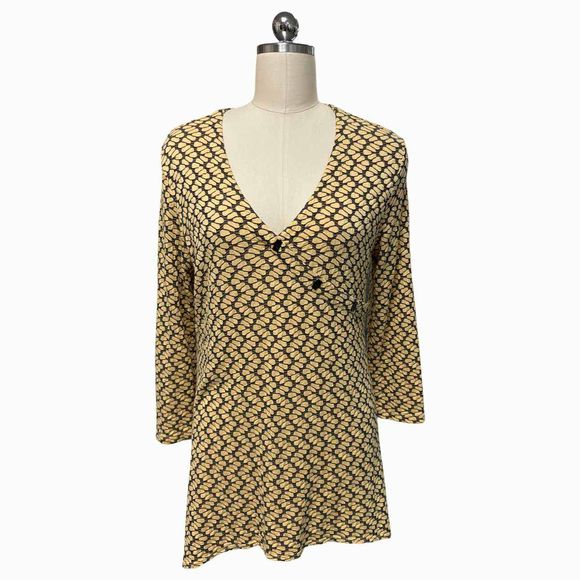 TIANELLO PAIGE TEXTURED ASYMMETRICAL YELLOW TUNIC TOP