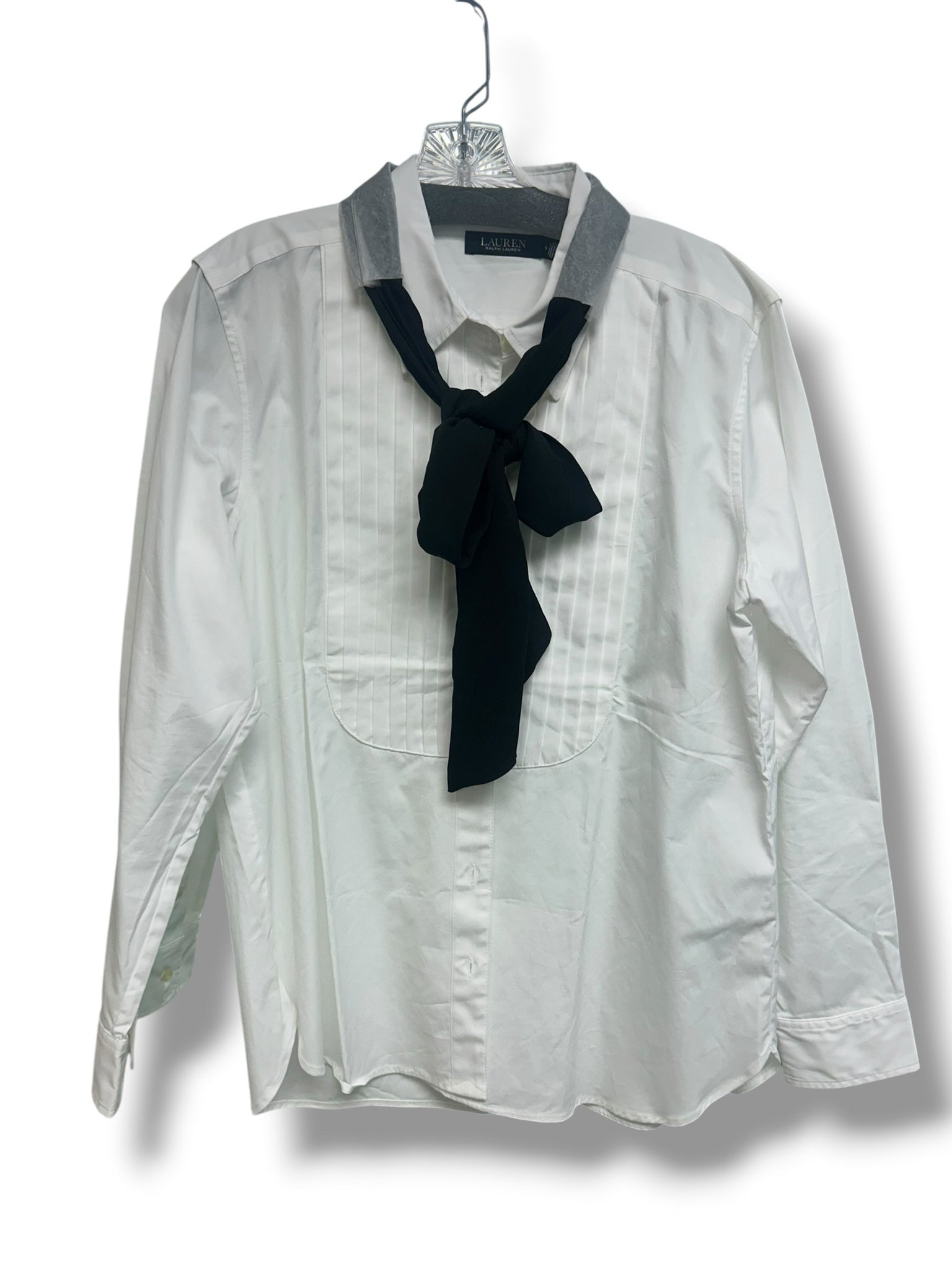 NWT RALPH LAUREN PLEATED TUXEDO BUTTON UP WHITE SHIRT WITH TIE SIZE 14