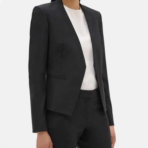 THEORY  LANAI SEVONA WOOL OPEN BLAZER SIZE: 10