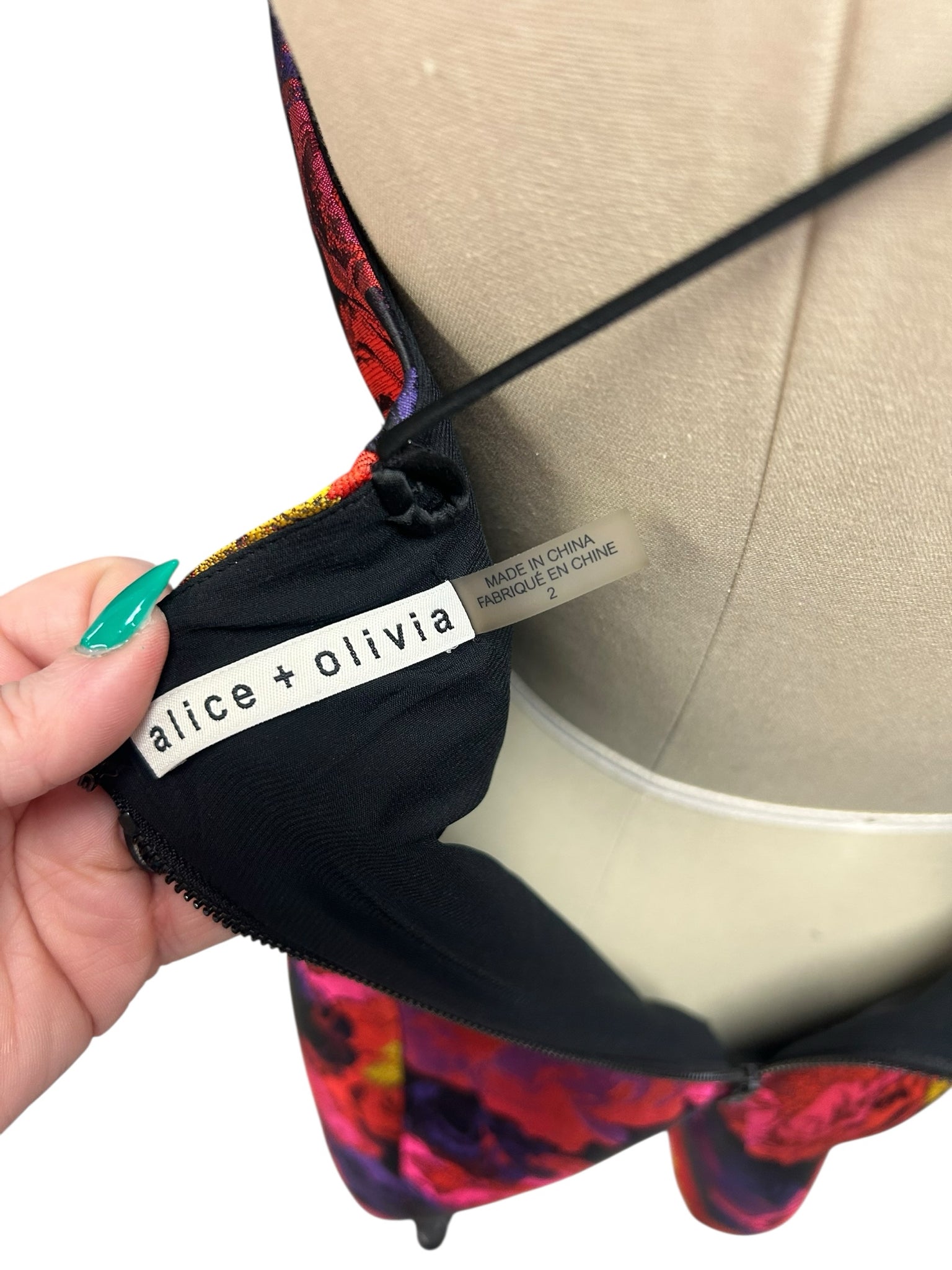 ALICE & OLIVIA TAYLA FLORAL JACQUARD MINI PINK DRESS SIZE 2