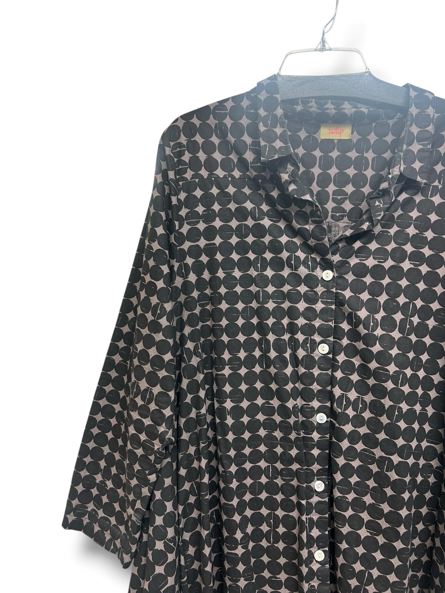 TULIP 100% COTTON POLKA DOT LAGENLOOK SHIRT DRESS SIZE LARGE