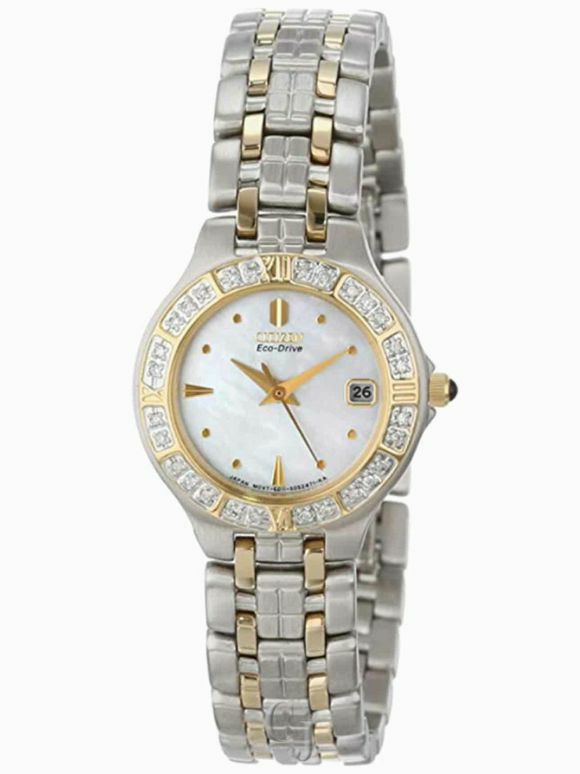 CITIZEN ECO-DRIVE LUCA DIAMOND TWO-TONE STEEL SILVER/GOLD WATCH