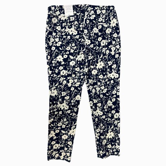 TALBOTS NWT! PRINT CHATHAM NAVY/WHITE ANKLE PANT SIZE 8P