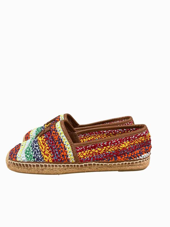 TORY BURCH EVERLY WOVEN CORD ESPADRILLE SIZE: 7.5