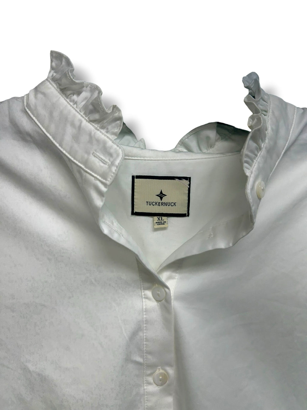 TUCKERNUCK TEAGAN WHITE COTTON POPOVER BLOUSE SIZE XL
