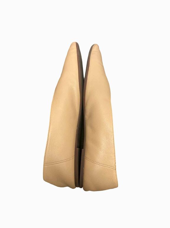 VINCE ORDELL LEATHER SLIP ON FLAT CREAM 10