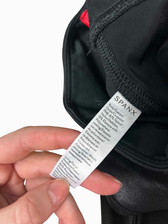 SPANX FAUX LEATHER LEGGINGS SIZE: L