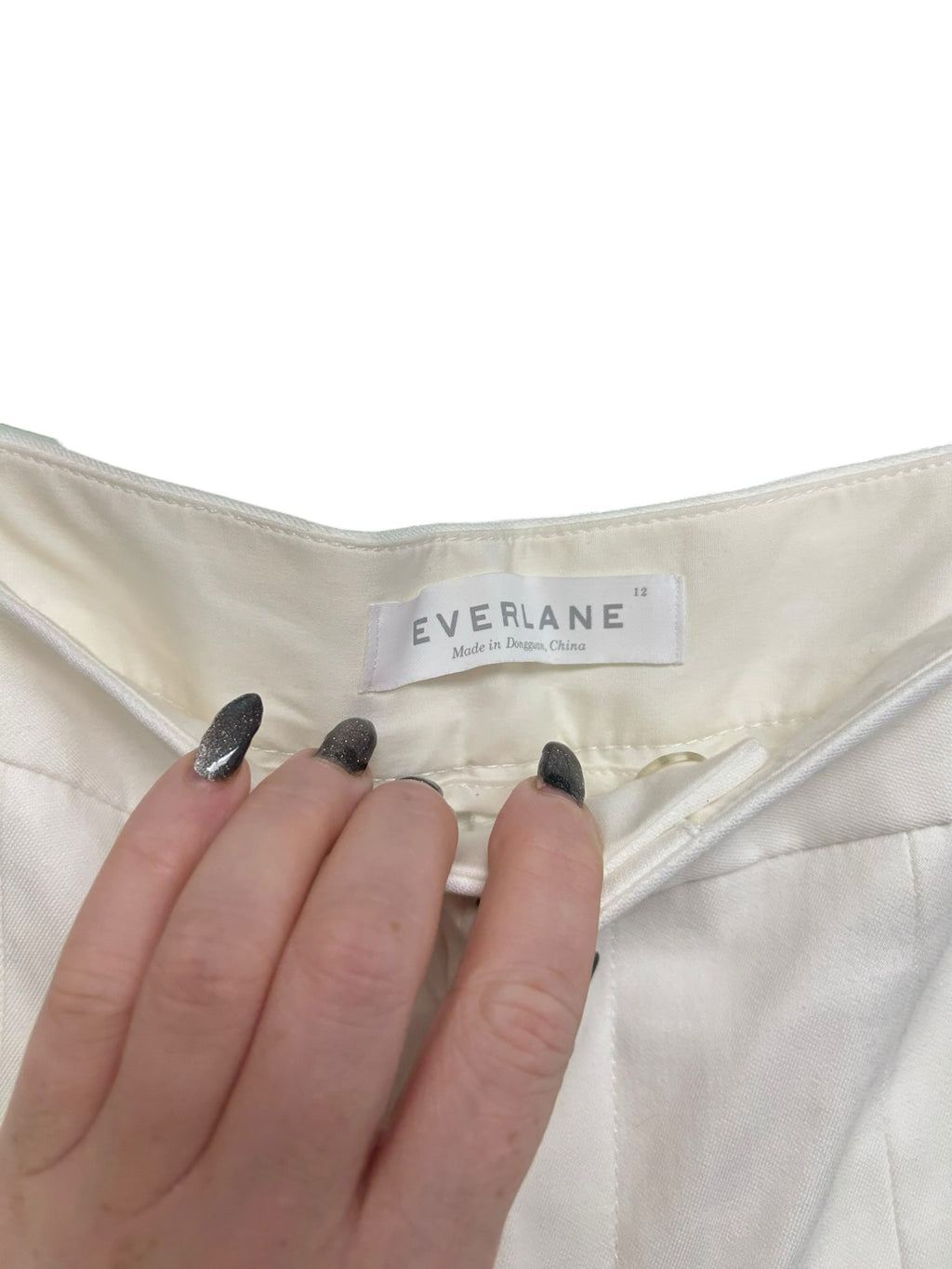 EVERLANE CROPPED WIDE LEG ANKLE PLEATED WHITE TROUSERS SIZE 12