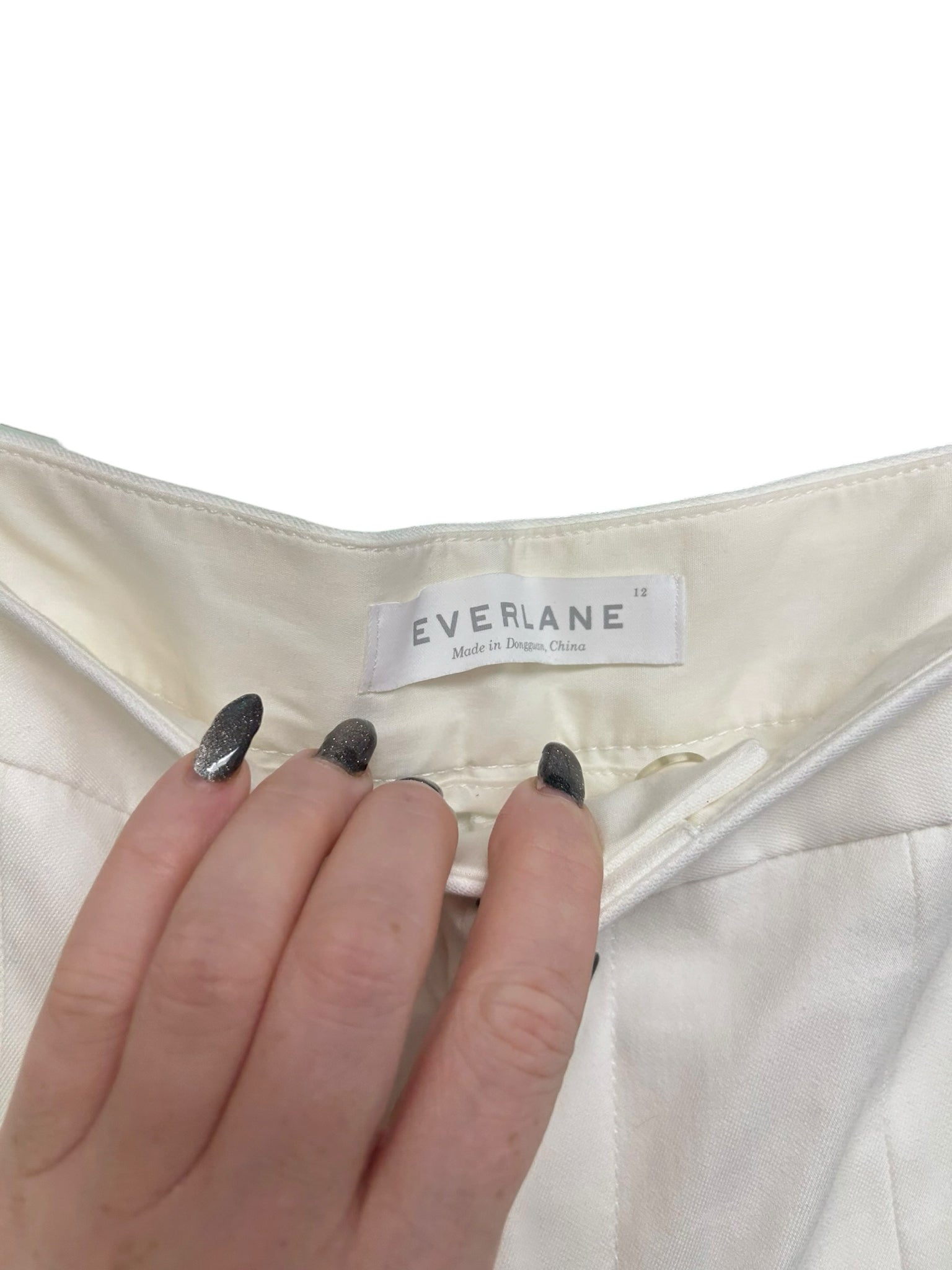 EVERLANE CROPPED WIDE LEG ANKLE PLEATED WHITE TROUSERS SIZE 12