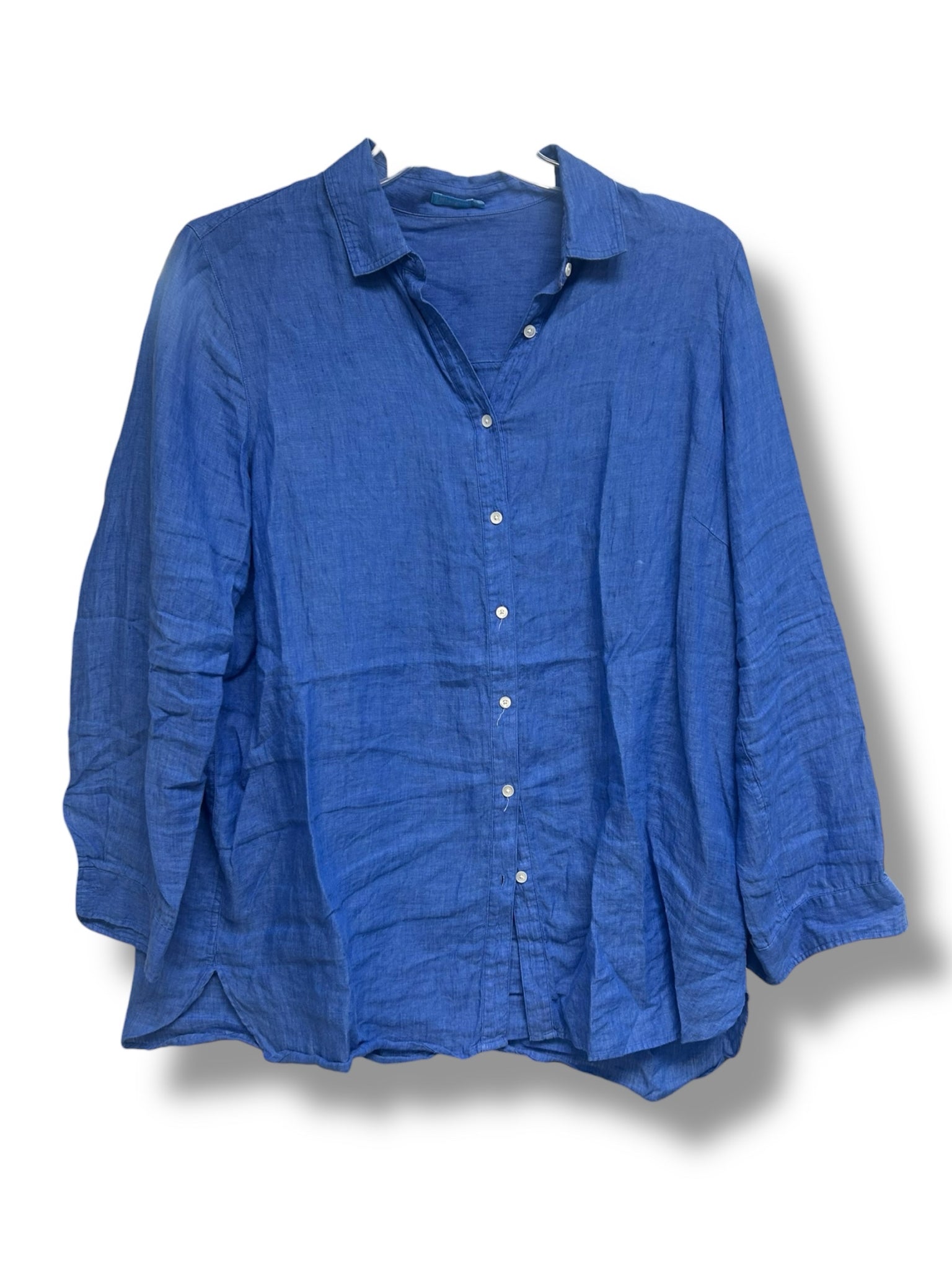 JMCLAUGHLIN BRITT 100% LINEN BUTTON DOWN SHIRT BLUE  SIZE XXL
