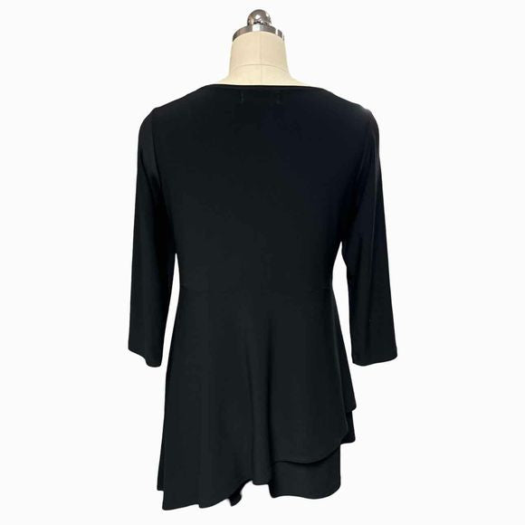 SYMPLI DITTO ASYMMETRICAL LAYERED BLACK TOP SIZE 8