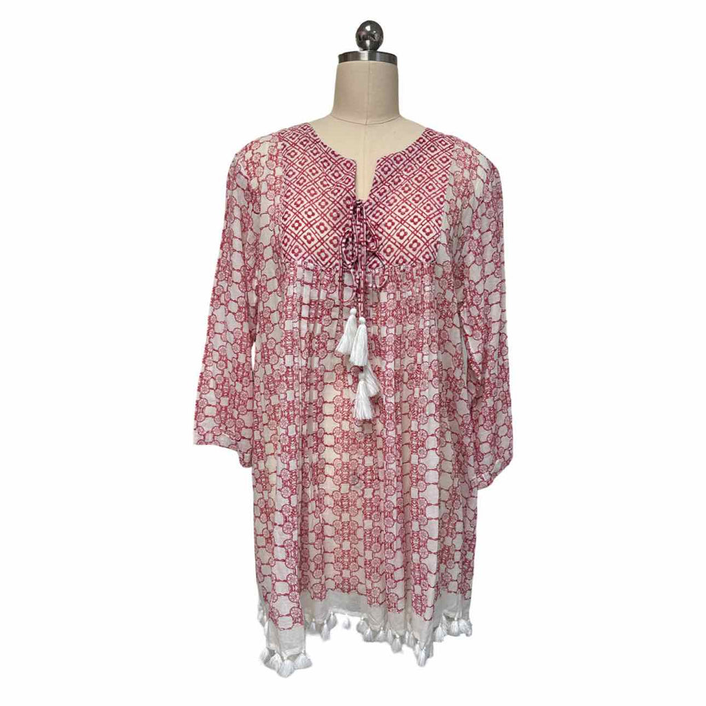 RO'S GARDEN SWIM SEYCHELLES TUNIC WHITE/RED DRESS SIZE XL