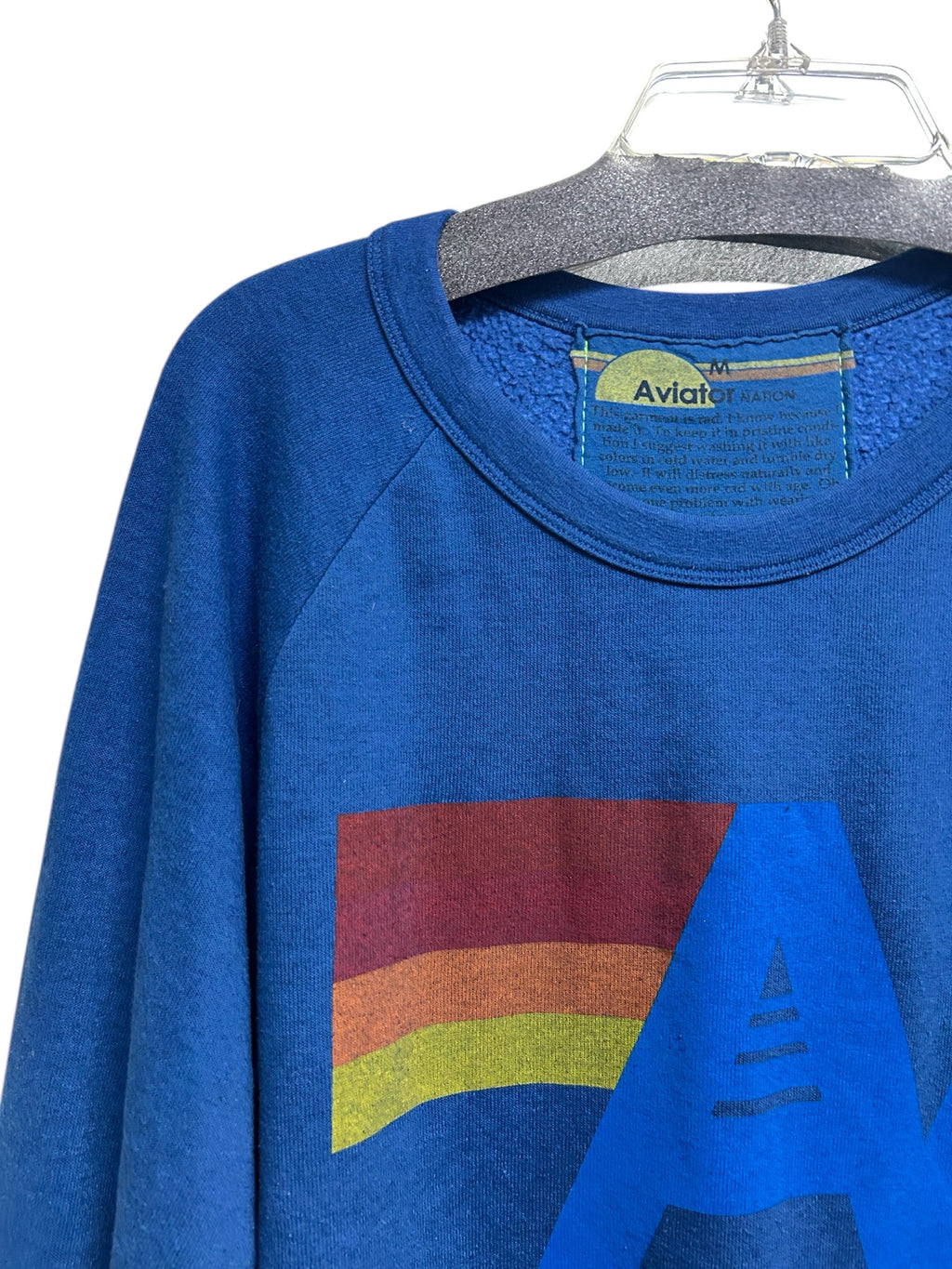 AVIATOR NATION KULE GRAPHIC PRINT CREWNECK BLUE SIZE MEDIUM