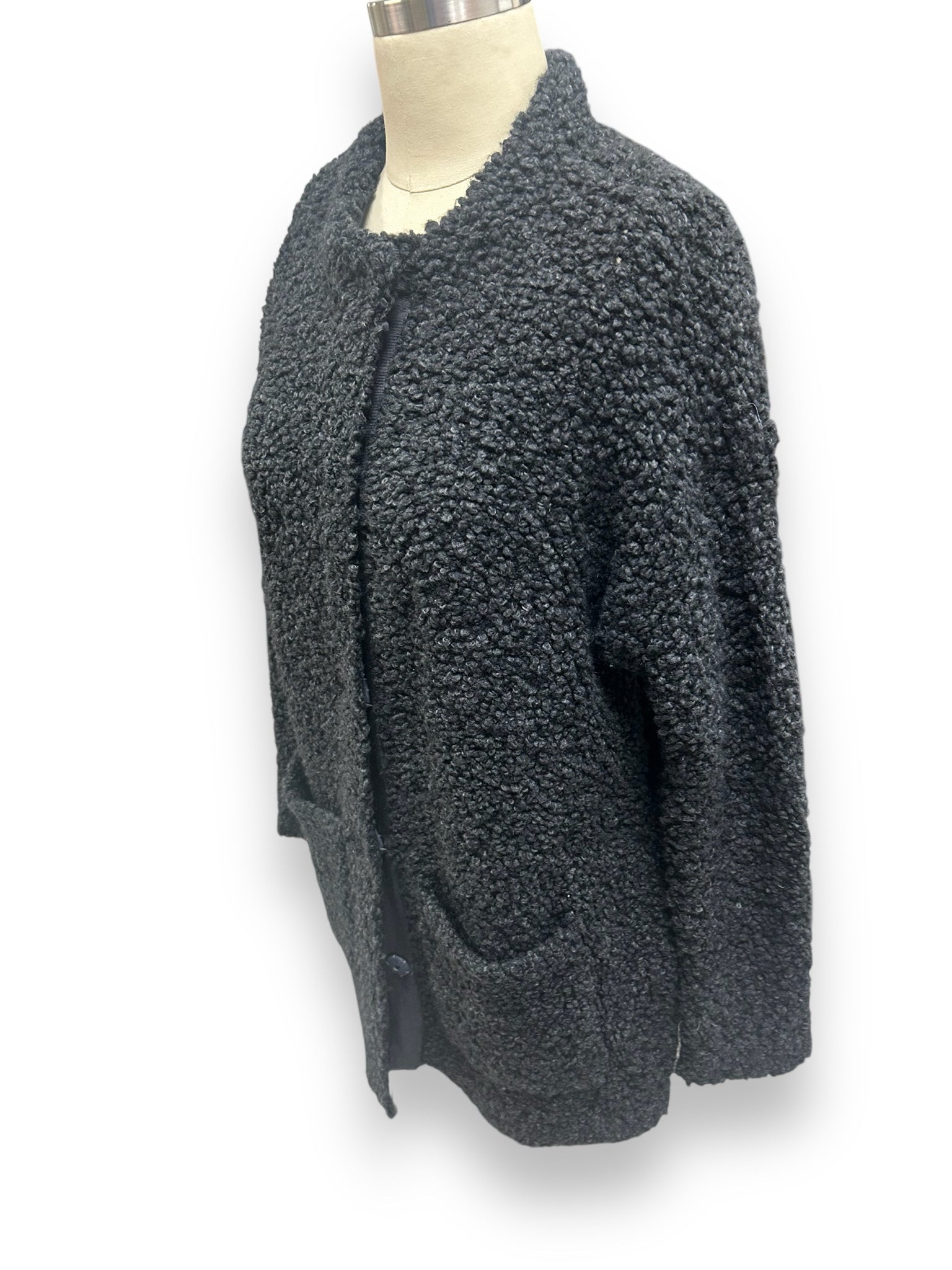 EILEEN FISHER WOOL BLEND TEDDY BOUCLE SWEATER COAT SIZE XS
