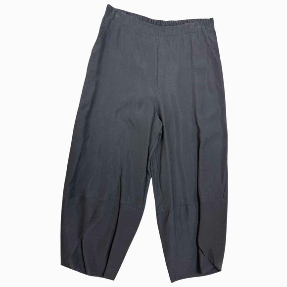 COMFY LIGHTWEIGHT LAGENLOOK WIDE LEG PULL ON BLACK PANT SIZE S