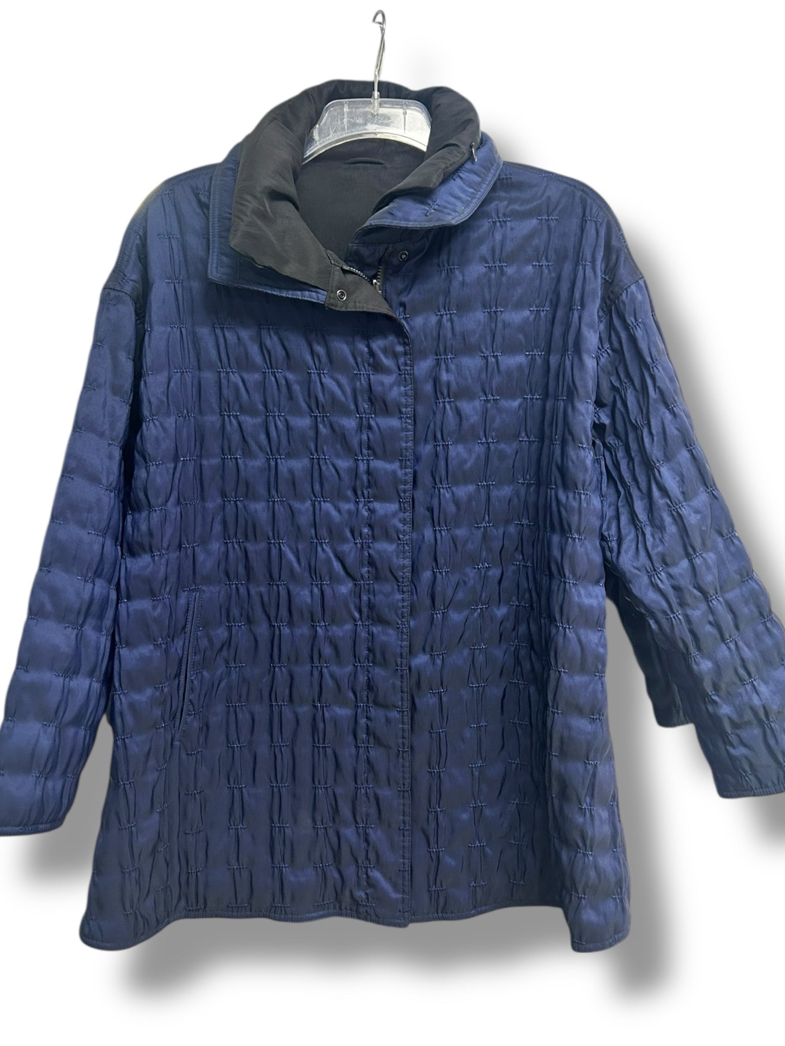 MYCRA PAK ONE NAVY BLUE BLACK TEXTURED REVERSIBLE RAIN JACKET SIZE S/M