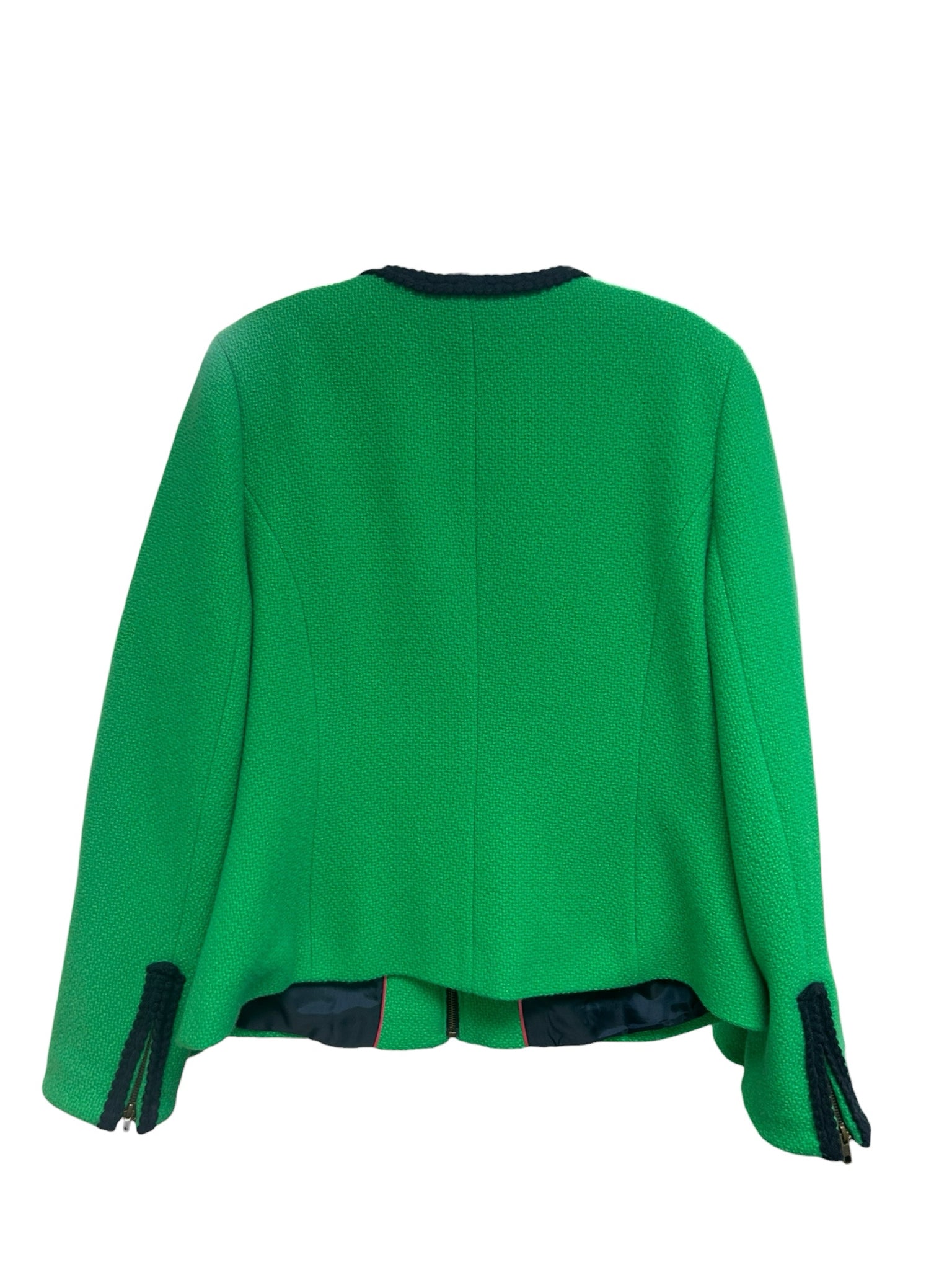 BODEN GREEN WOOL TRIMMED BISTRO LADY JACKET SIZE 14