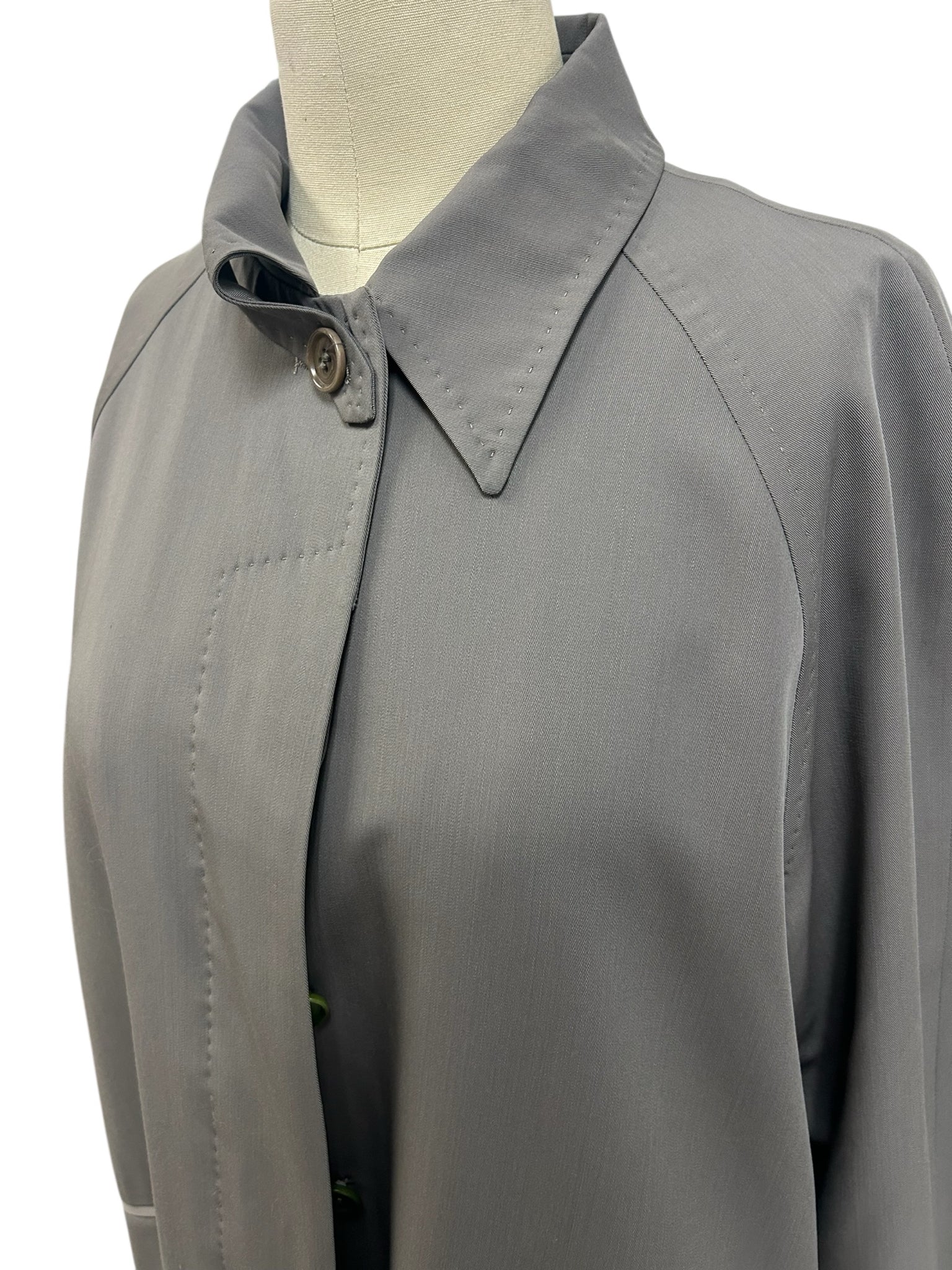 PAUL SMITH NWT VINTAGE TRENCH OVERCOAT HIDDEN BUTTON GREEN SATIN LINING SIZE 42