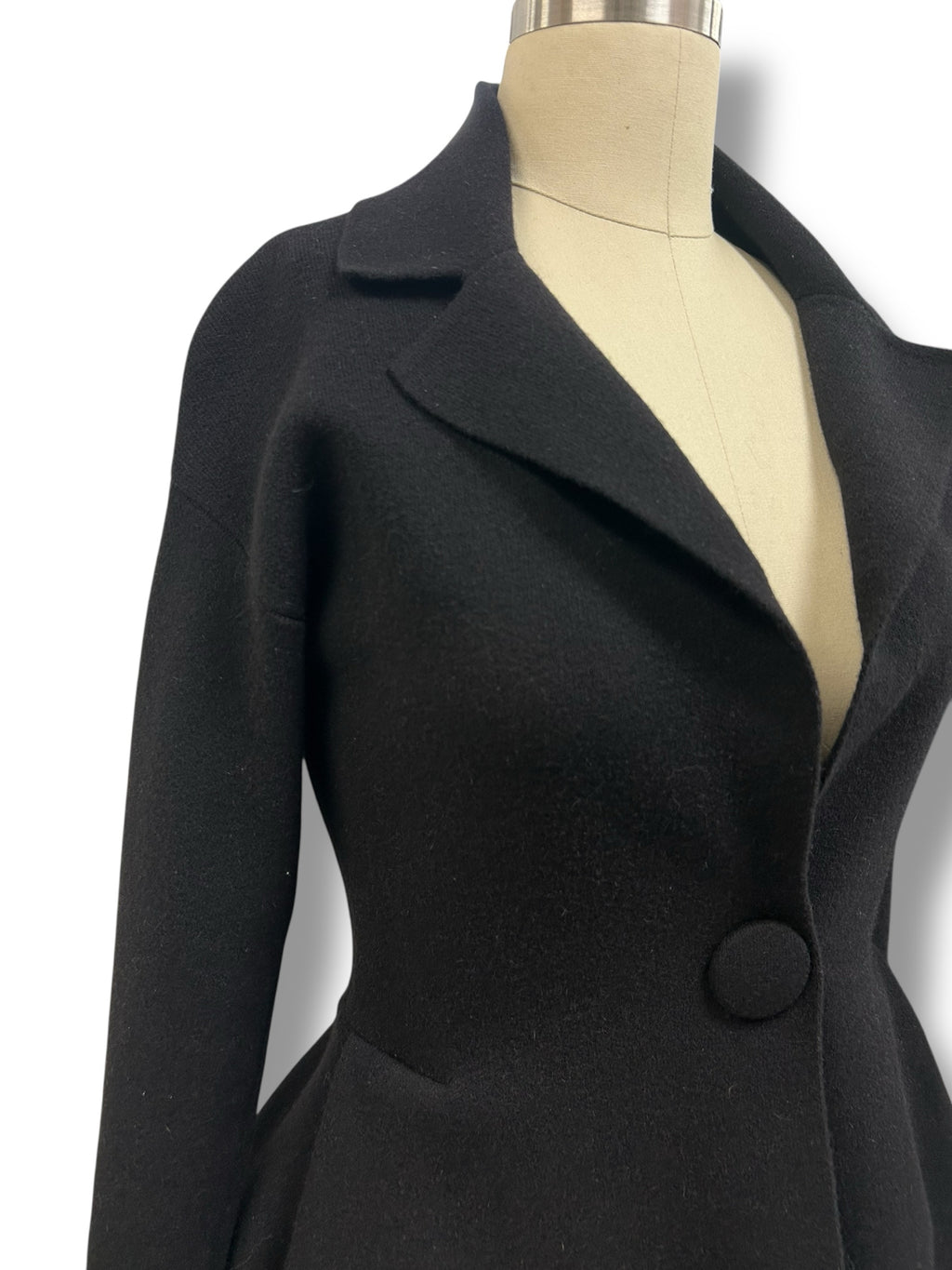 D EXTERIOR ANGORA/WOOL BLEND BLACK SINGLE BUTTON TAILORED BLAZER SIZE SMALL