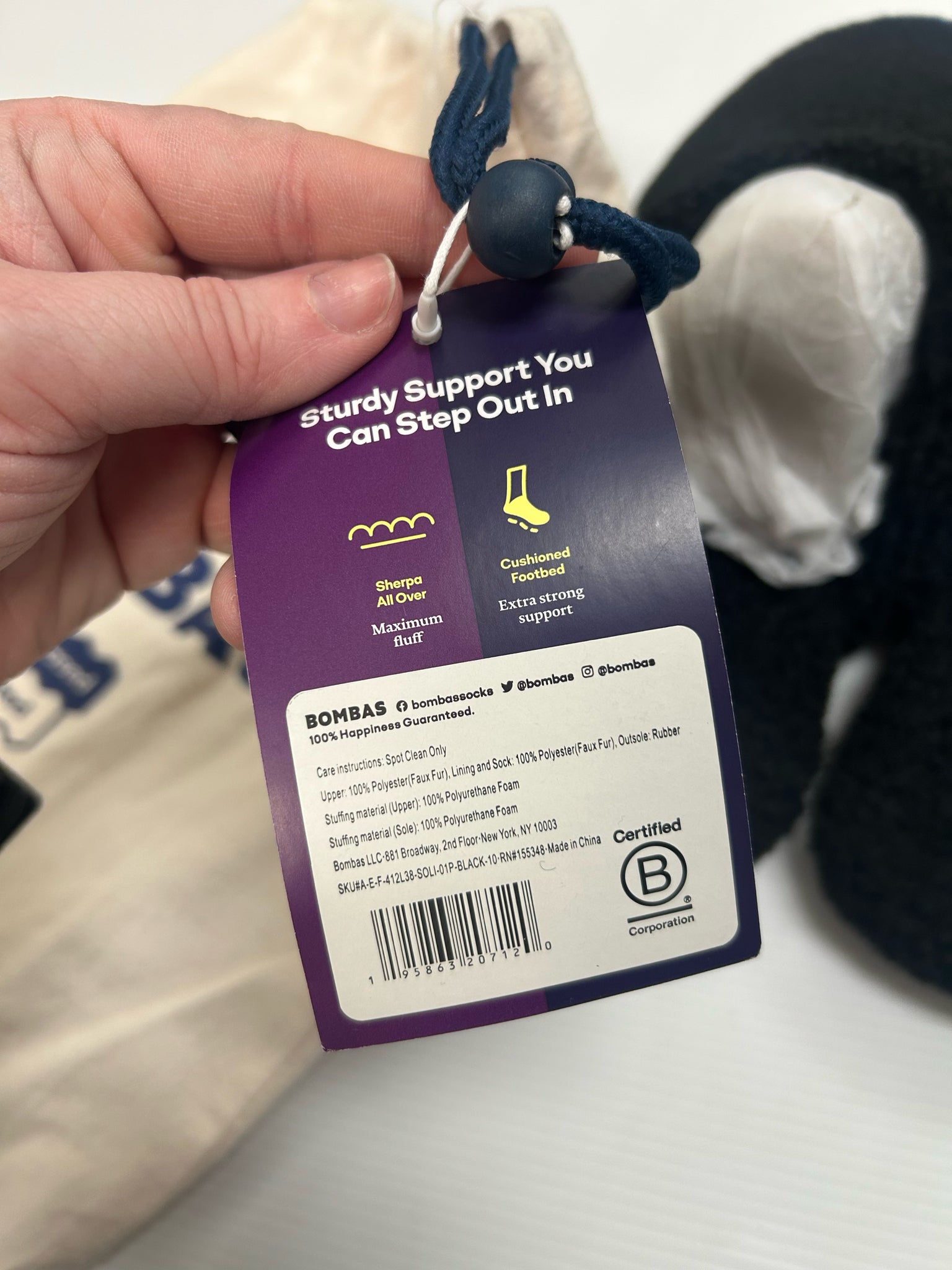 NWT BOMBAS THE SATURDAY FAUX FUR SLIPPER BLACK SIZE 10