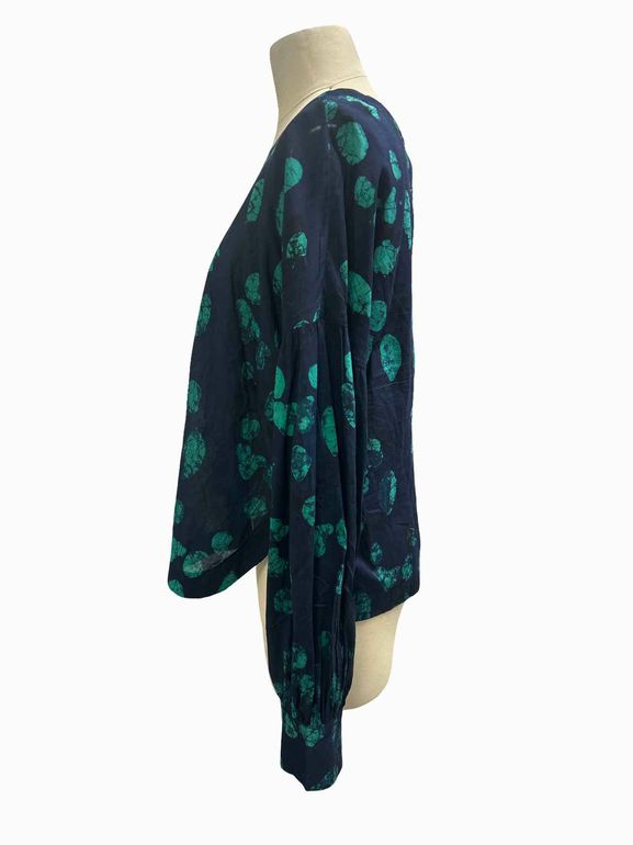 RACHEL COMEY COTTON BATIK DOT BLOUSE SIZE: 8