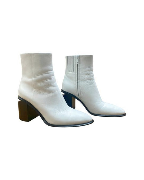 ALEXANDER WANG WHITE ANNA LEATHER ANKLED BOOT SIZE 7.5