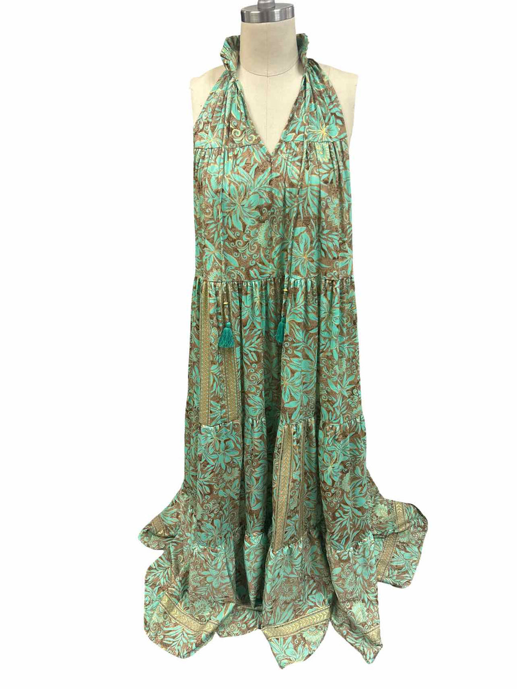 ANTHROPOLOGIE NEW~ RAGA HALTER PRINT MAXI DRESS SIZE: L