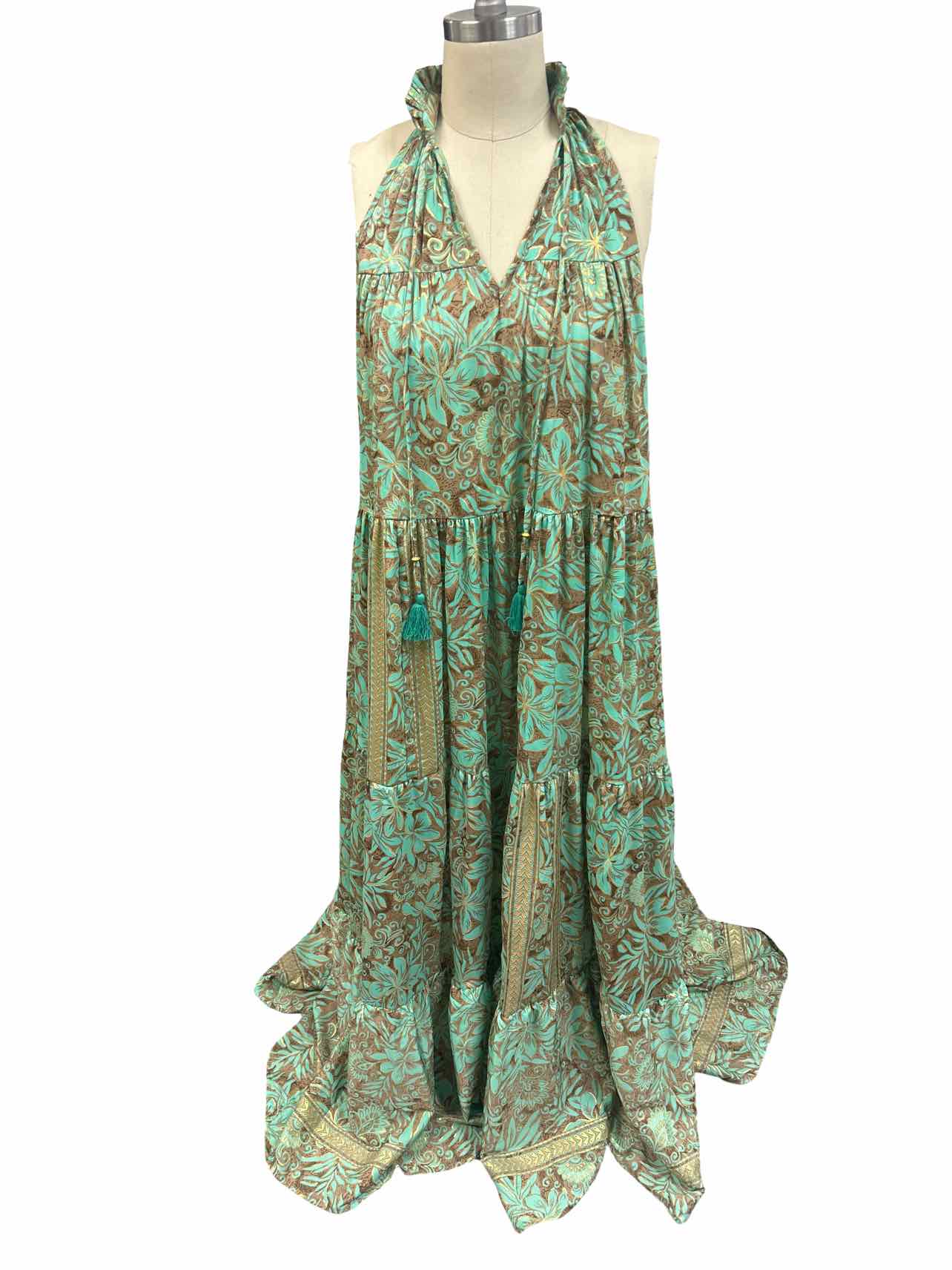 ANTHROPOLOGIE NEW~ RAGA HALTER PRINT MAXI DRESS SIZE: L