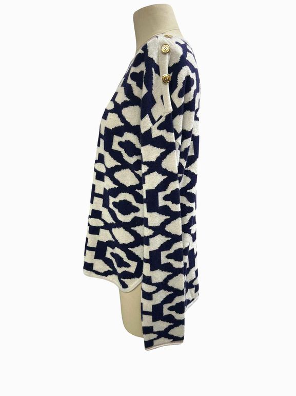 ISLEFIELD SILK CASHMERE BLEND PRINT SWEATER SIZE: M