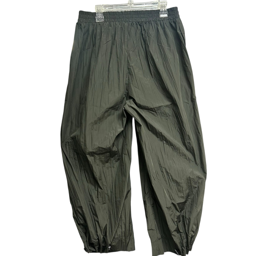 KOZAN CROP CRINKLE BUNGEE HEM OLIVE GREEN BALLOON PANTS SIZE SMALL