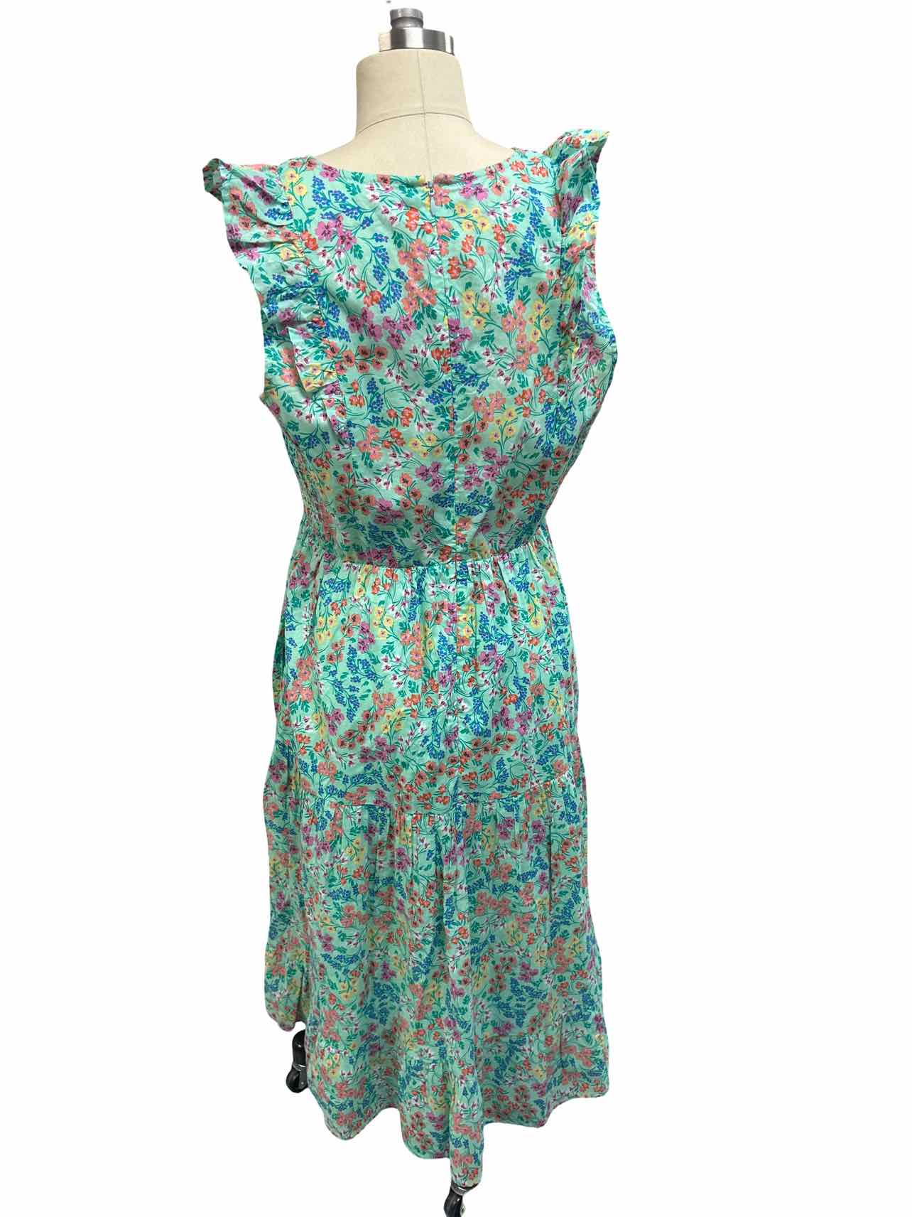 JCREW RUFFLE V-NECK TIERED MAXI DRESS SIZE: 8