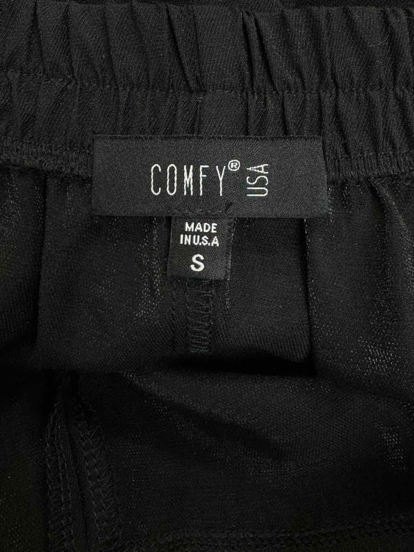 COMFY LIGHTWEIGHT LAGENLOOK WIDE LEG PULL ON BLACK PANT SIZE S