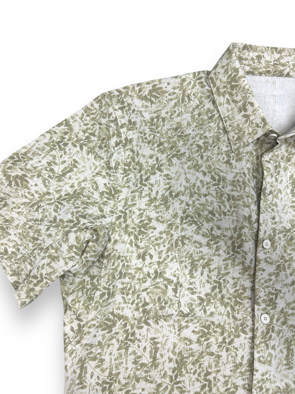 LULULEMON MEN'S AIRING EASY SHIRT CREAM GREEN FLORAL PRINT SIZE MEDIUM