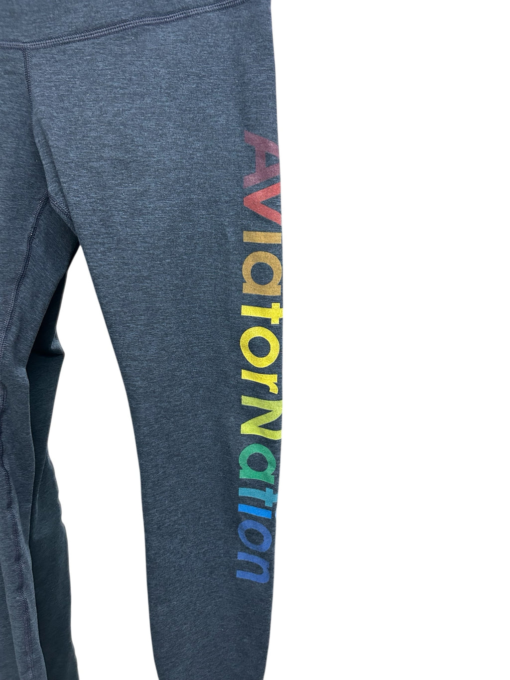 AVIATOR NATION FULL LENGTH HEATHERED LEGGING RAINBOW LOGO LEGGINGS SIZE MEDIUM