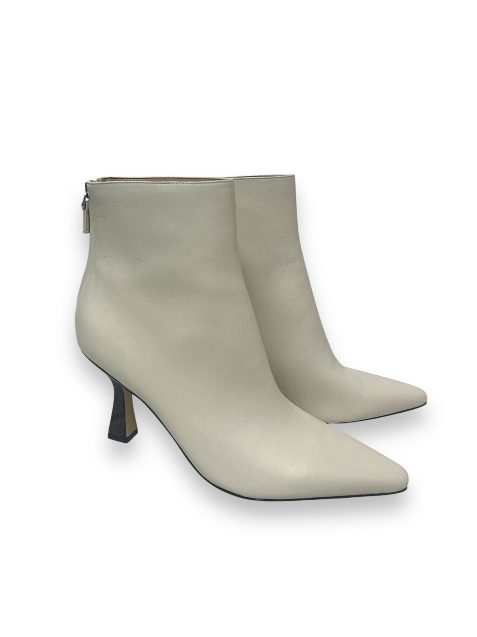 MARC FISHER SNAKE HEEL POINT CREAM LEATHER TOE BOOTIE SIZE 9