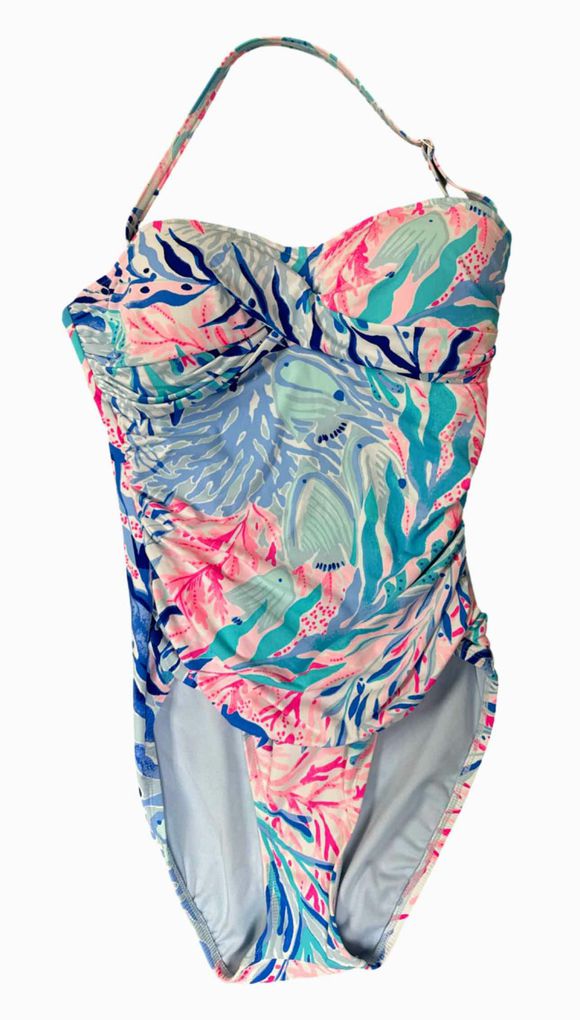 LILLY PULITZER FLAMENCO ONE PIECE SWIM IN KALEIDOSCOPE CORAL SIZE 4