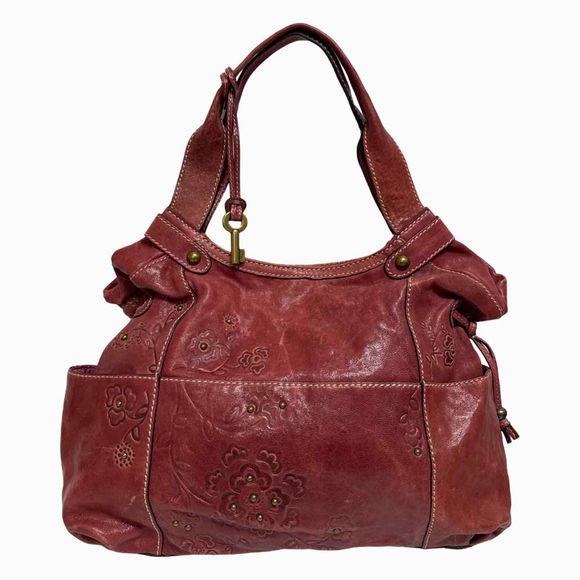 FOSSIL VINTAGE Y2K ETCHED BRICK SHOULDER HOBO BAG