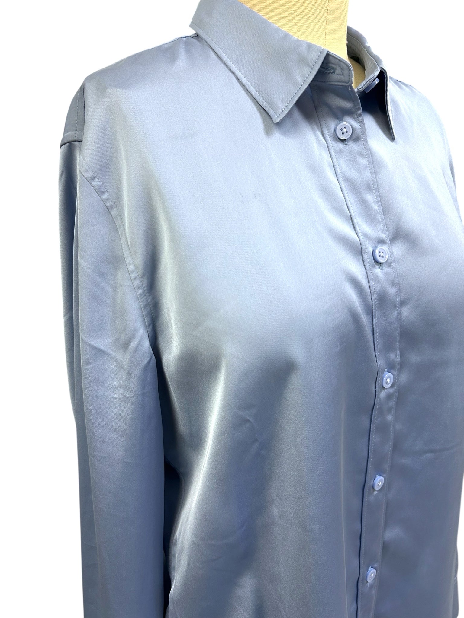 JCREW SLIM FIT DRAPEY LUSTER BLUE BLOUSE SIZE 12