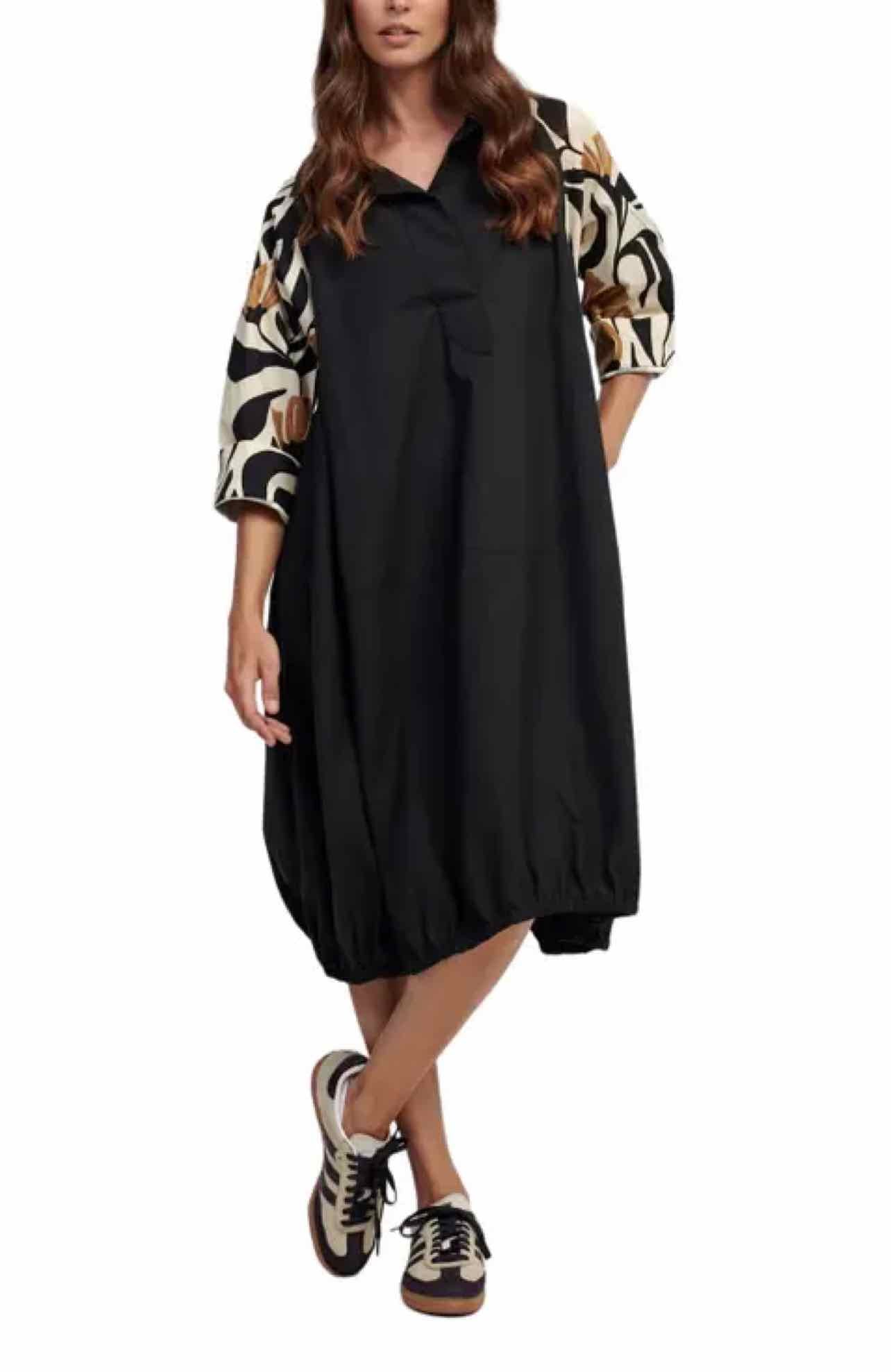 ALEMBIKA AINSLIE OVERSIZED DRESS BLACK BEIGE SIZE 2