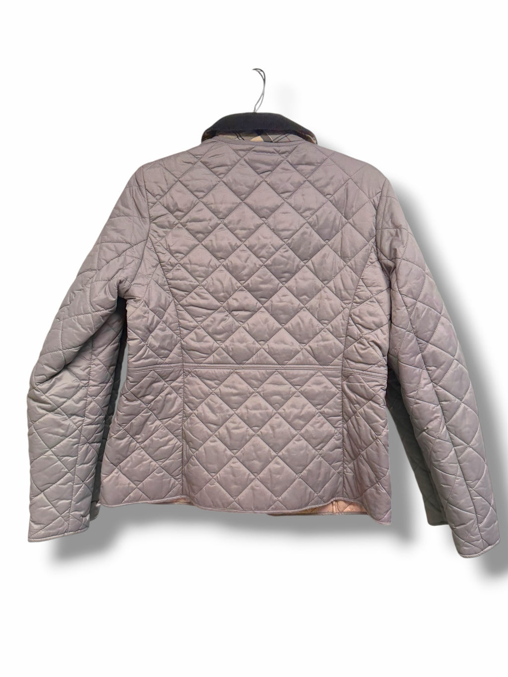 BARBOUR ANNADALE QUILTED CORDUROY  COLLAR SNAP FRONT TAN COAT SIZE 10
