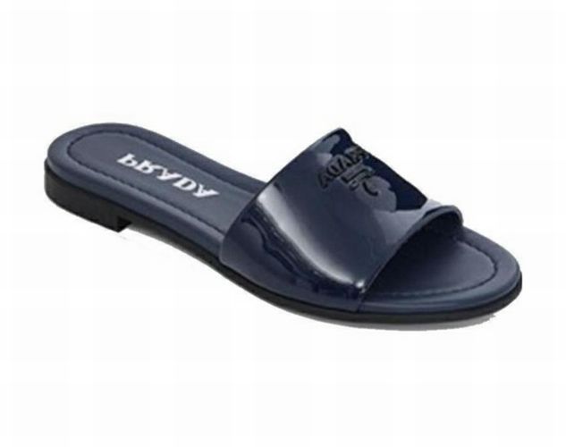 PRADA NAVY PATENT LEATHER LOGO SLIDES SIZE 9