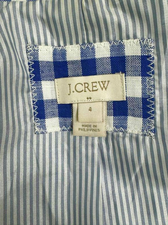 JCREW LINEN SPRING PREPPY SCHOOLBOY GINGHAM BLAZER SIZE 4