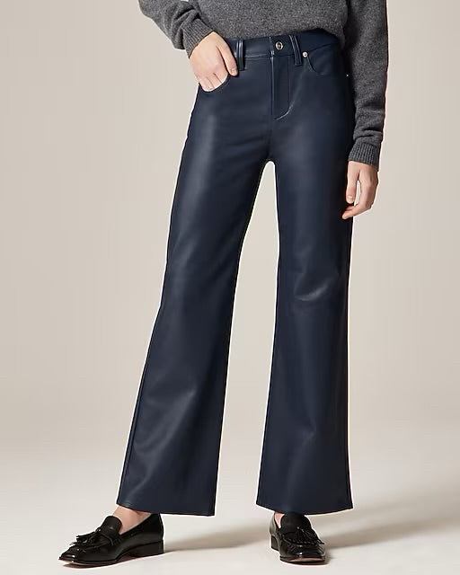 J.CREW NWT KATE STRAIGHT LEG PANT FAUX LEATHER NAVY SIZE 18