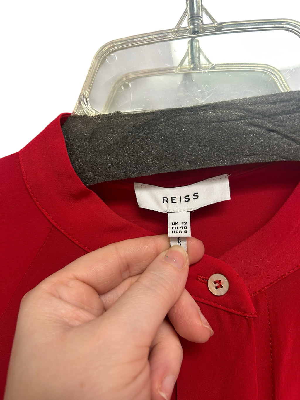 REISS HARRIS HIDDEN PLACKET RED LIGHTWEIGHT BLOUSE SIZE 8